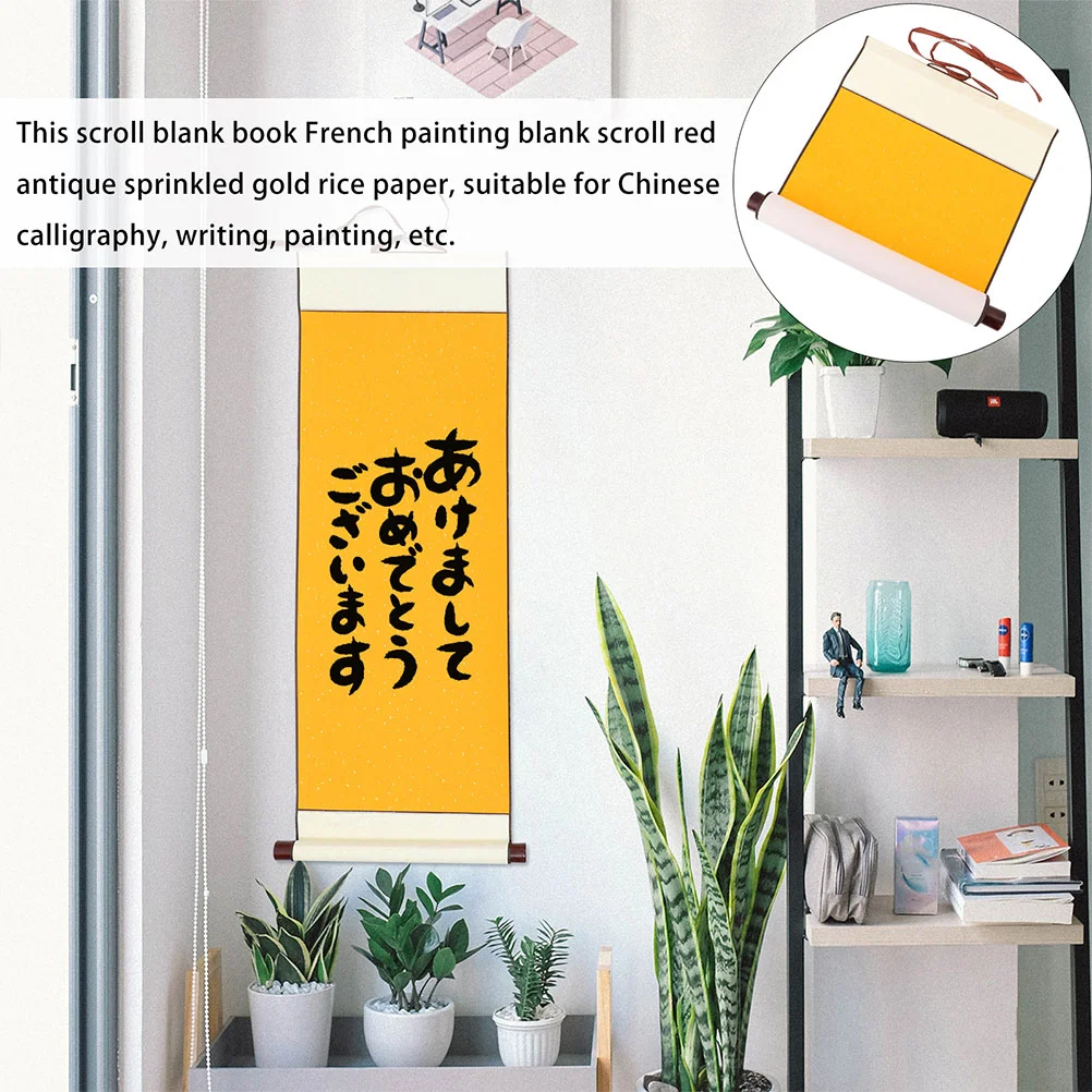 2 Pcs Reel Writing Scroll Home Calligraphy Paper Accessory Printable 80X34X1CM Chinese Xuan Golden Painting Supply Blank Office