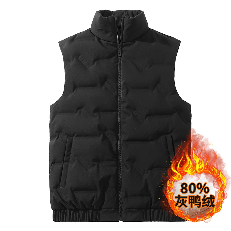 80 Eendendons Live Gebarsten Donsjack Groot Gilet Heren En Dames Herfst En Winter Warm Vest Mouwloos Short-Cut Dunne Jas