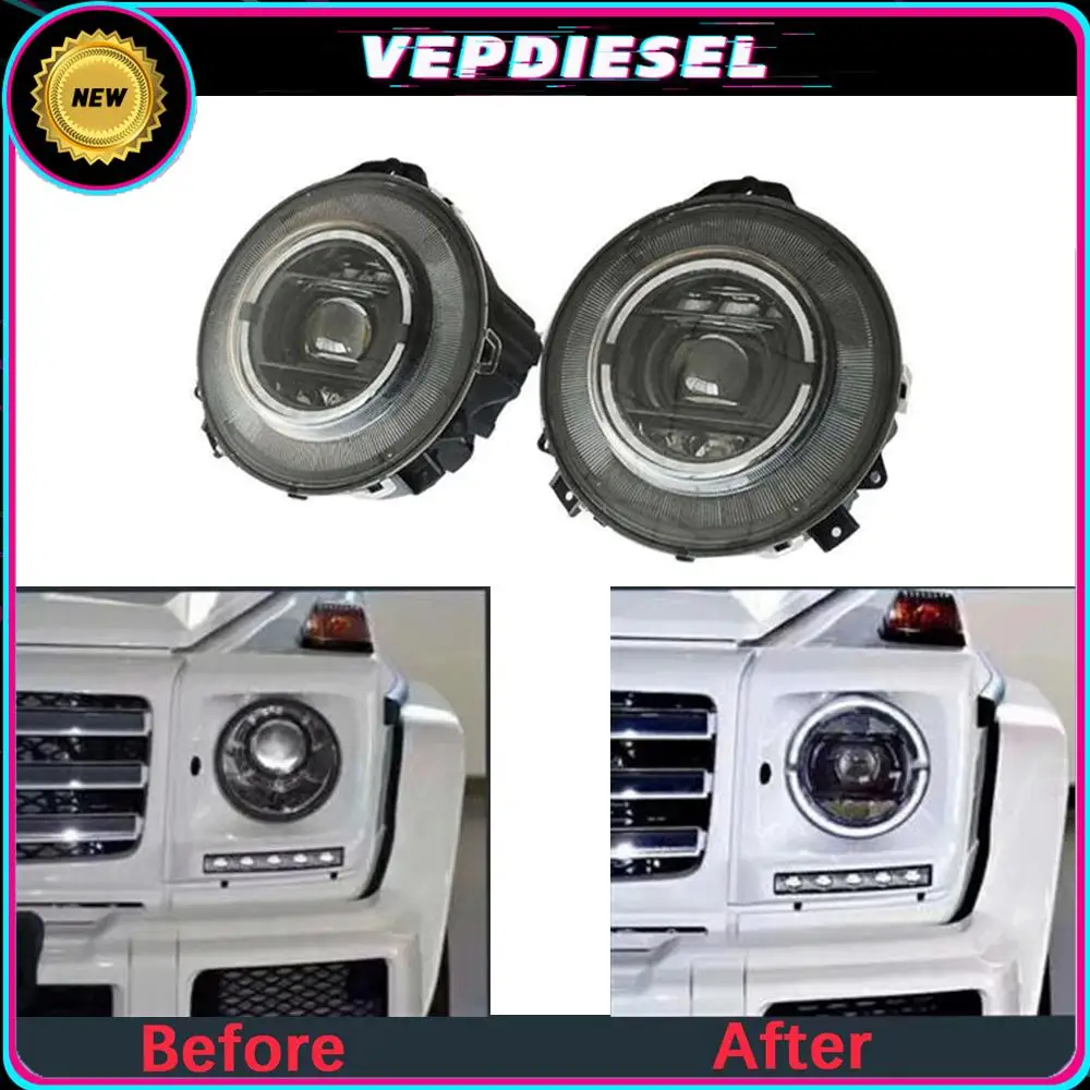 2cps W463 Black Headlight Assembly Set for 2012-2017 Mercedes Benz G Class G500 G550 G63 G65 4.0L 5.5L 6.0L Car Exterior Parts