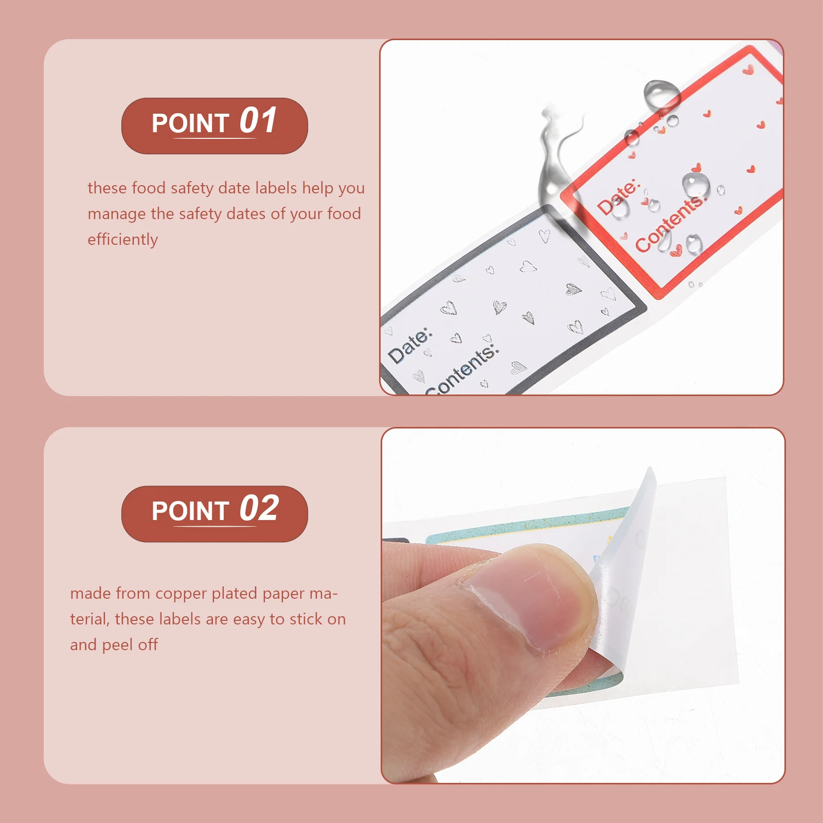 200 Food Label Stickers Adhesive Copper Plate Expiration Date Removable Easy Peel Kitchen Pantry Container Labels