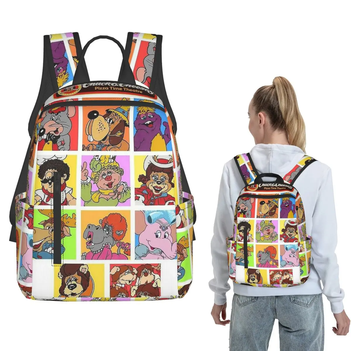 Chuck E Cheeses Pizza Time Theater (11) Backpack Large Capacity Boys Girls BookBag School Bag Shoulder Bags for Men Women