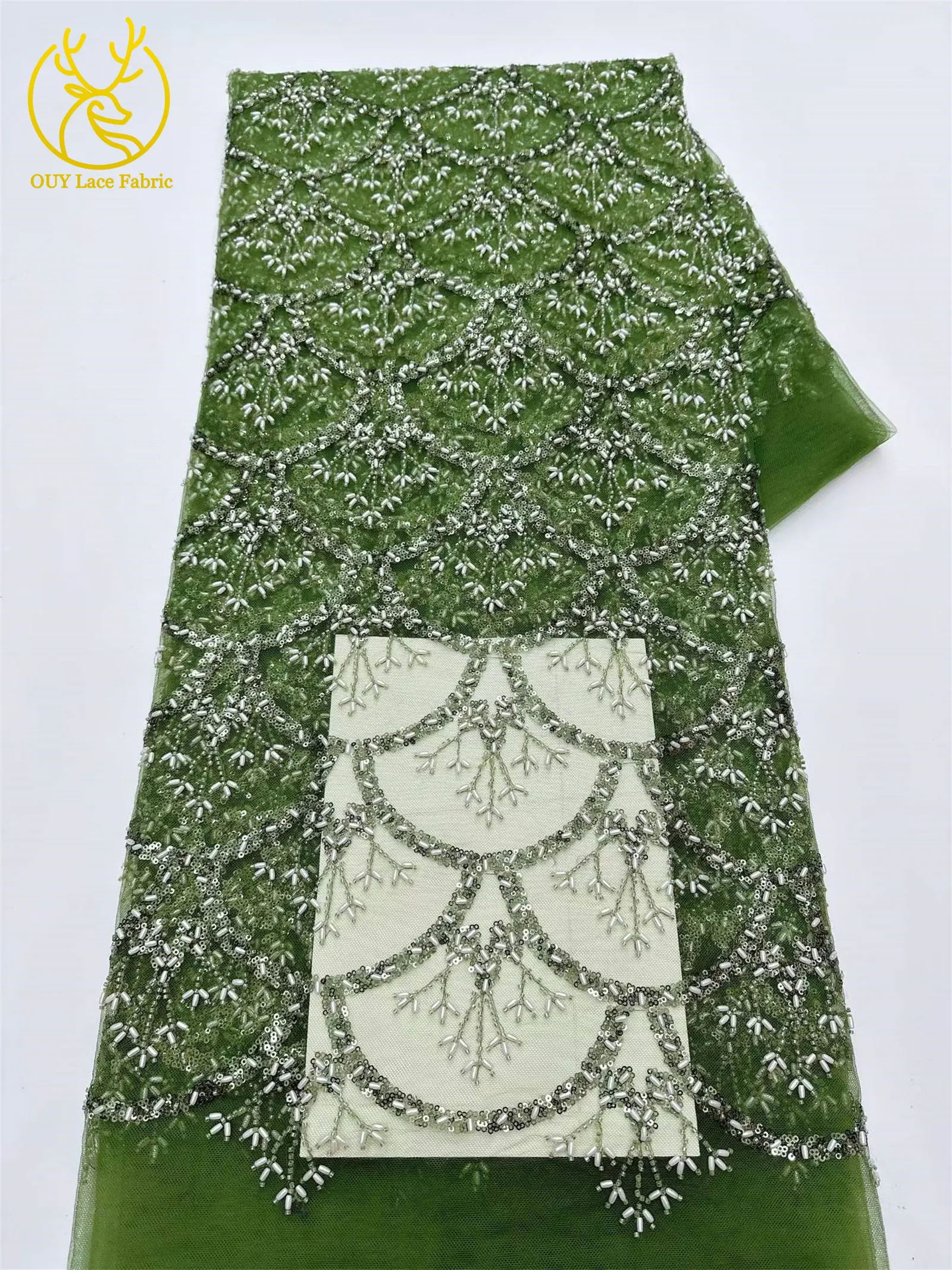 5 Yards französischer Pailletten-Spitzenstoff, afrikanischer Spitzenstoff, nigerianischer Tüll-Mesh-Spitzenstoff für Braut, Hochzeit, Heimdekoration – Detail 24