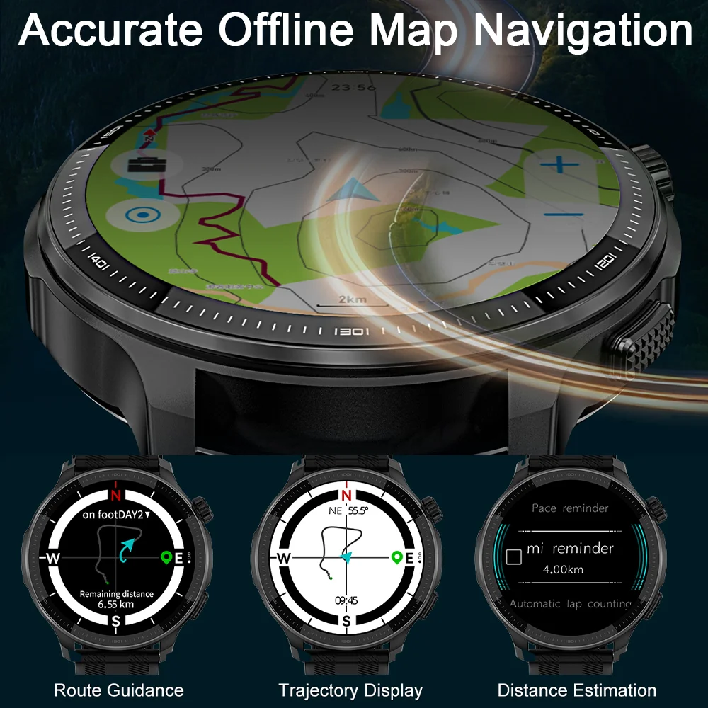 Nuovo T-Rex Accurate GPS Smartwatch Mappa offline incorporata Memoria da 4 GB 5ATM IP69K Nuoto Impermeabile Uomo Sport all'aria aperta Smart Watch