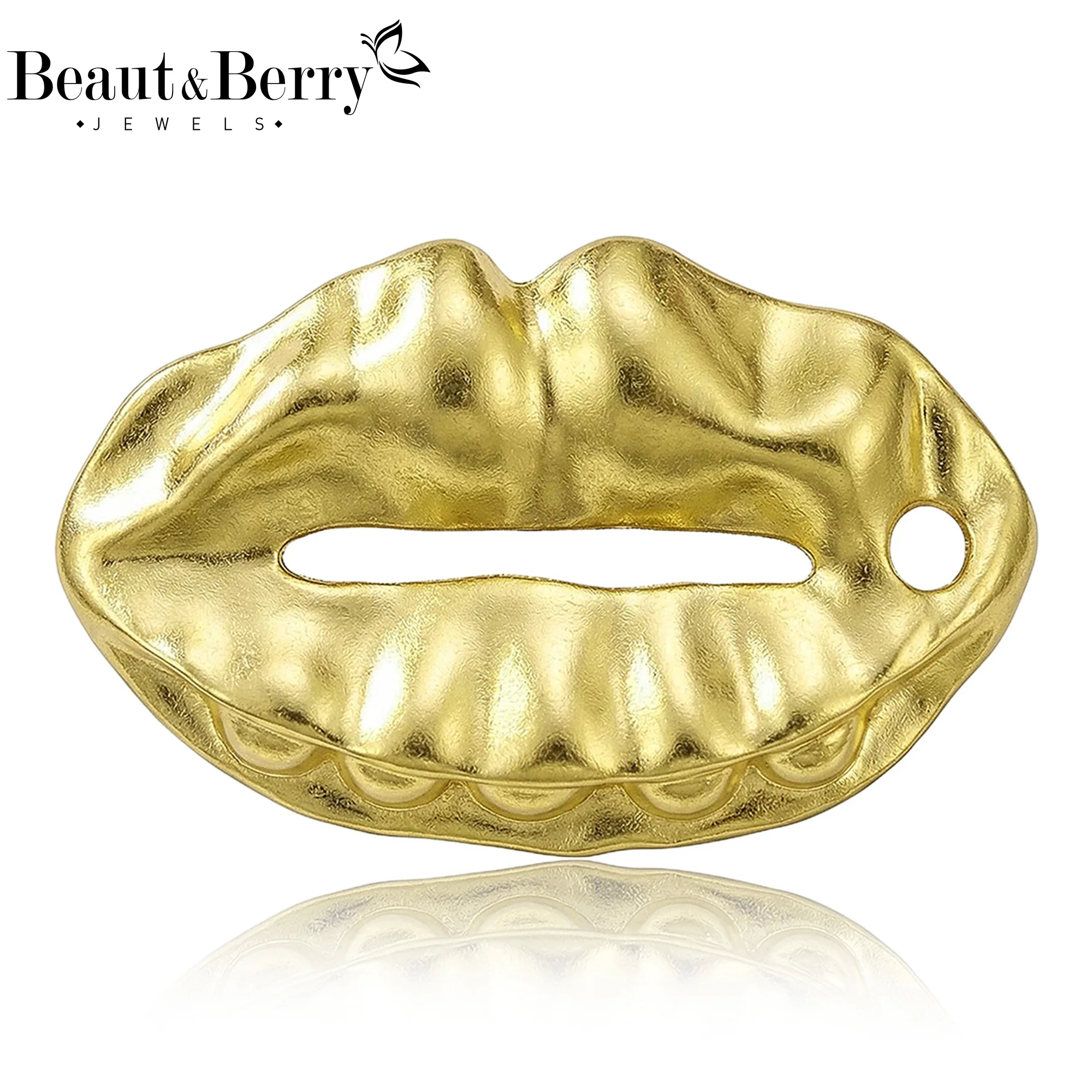 Beaut&Berry Luxury Glossy Lips Brooches for Women Unisex Creative Pins Casual Party Jewelry Accessories Gifts Decoration