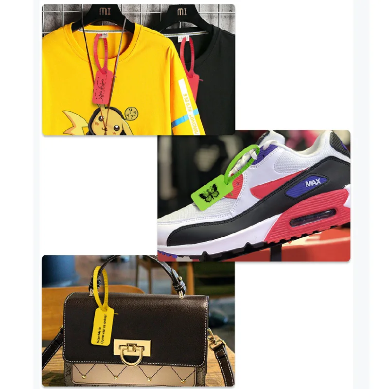 50 Stück Individuelle DIY-Kleidungsetiketten, Weiße Etiketten mit Sicherheitssiegel, Markenetiketten, Kabelbinder für Kleidung, Schuhe, Taschen, 11,8 Zoll – Detail 6