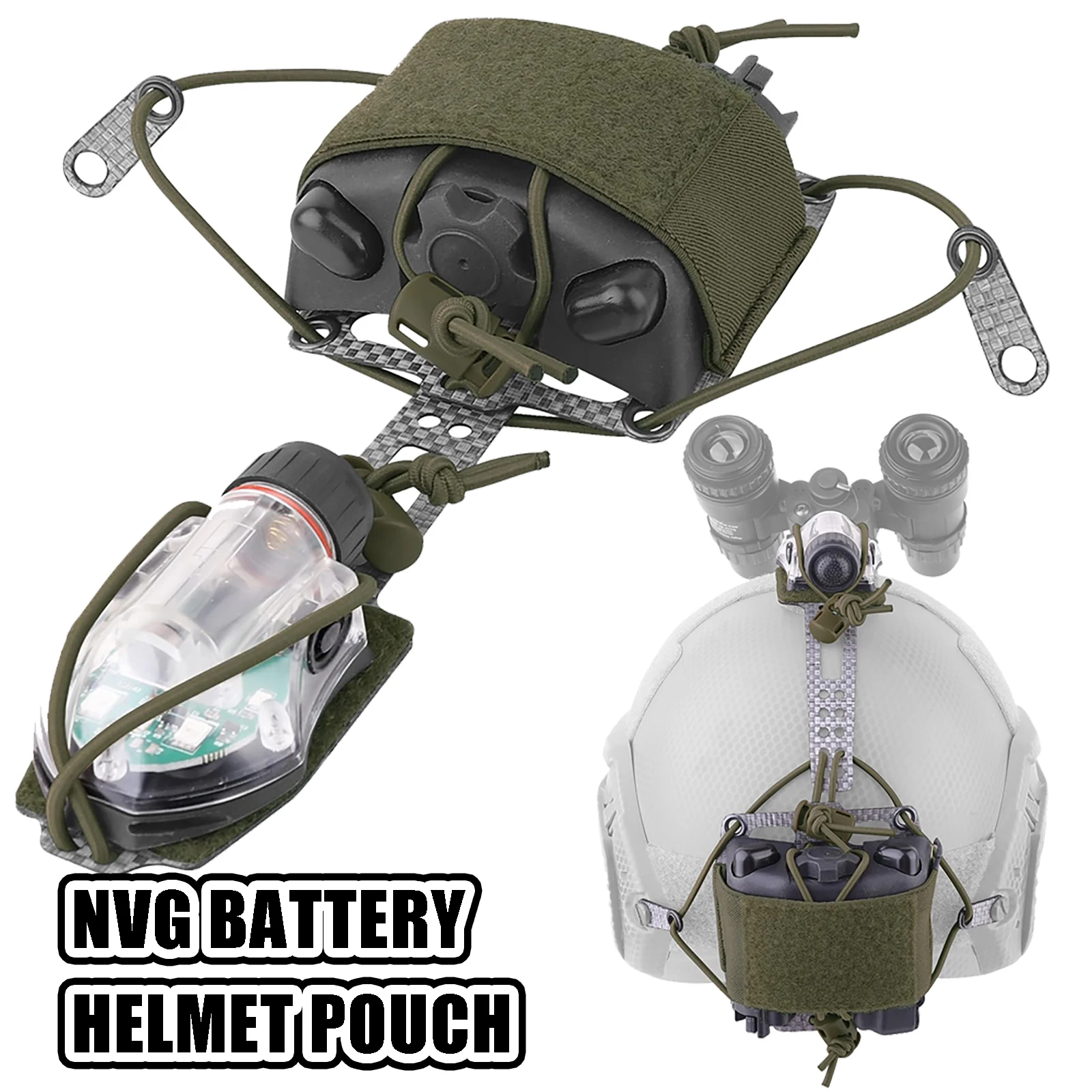 Tatcial Helmet Battery Pouch PVS NGV T Shape Counterweight Case Retention System with Hook & Loop Backing Airsoft Hunting Gear