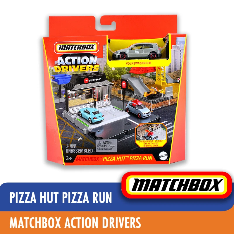 Original Matchbox Action Drivers City Car Diecast 1/64 Bus Station Fuel Pizza Helicopter Rescue Volkswagen Kids Toy for Boy Gift