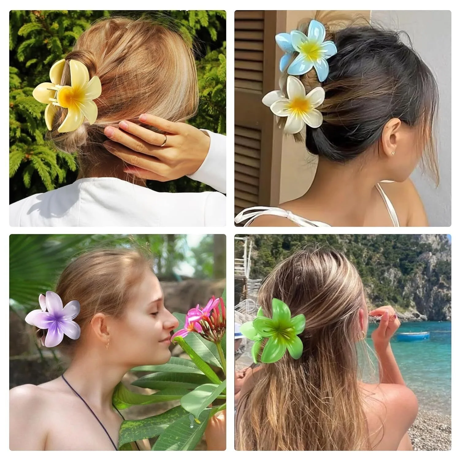 Neue hawaiianische Haarspangen mit Farbverlauf für Damen, Haarklammern, Hai, Urlaub, Strandstil, Haarnadeln, Haarschmuck