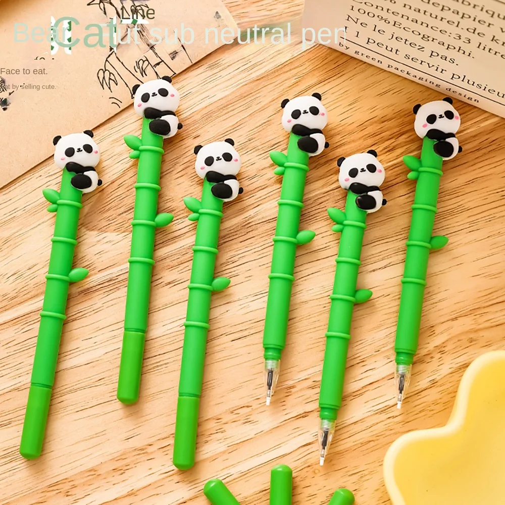 Imagem -04 - Bamboo Neutro Canetas com Cola Macia Bonito Papelaria Aprendizagem Caneta Assinatura Criativa Material Escolar Atacado Panda 24 Pcs