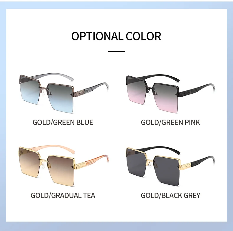 Neue Halbrahmen-Quadrat-UV-Schutz-modische Sonnenbrille Unisex Street Style Vielseitige Sonnenbrille 1205 – Detail 12