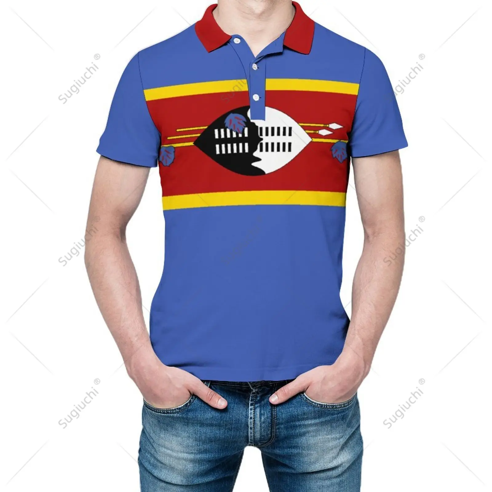 Unisex Polo Shirt Eswatini Flag 3D Print Man Polo Fashion Clothing Tracksuits Short Sleeves
