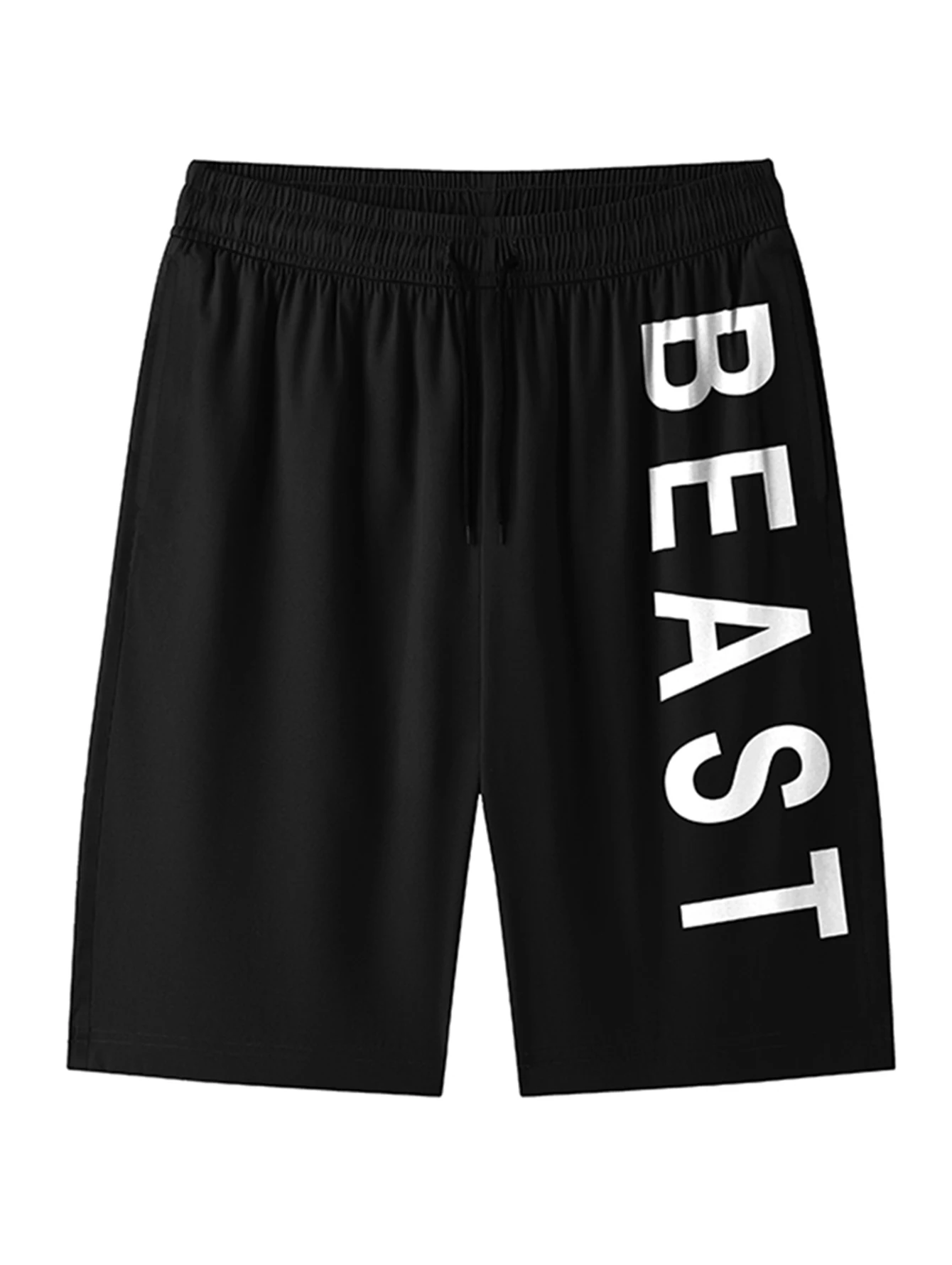 

Мужские летние спортивные шорты с надписью, свободные прямые шорты в комплекте, с завязками на талии и крупным буквенным принтом, подходят для фитнеса, бега, уличной моды и повседневных поездок.