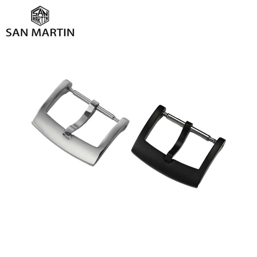 

San Martin Watch Band Buckle 18mm Men Watchband Strap Silver Bronze 316L Stainless Steel Clasp Accessories For 62MAS 007 Watch