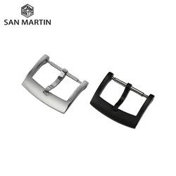 San Martin Watch Band Buckle 18mm Men Watchband Strap Silver Bronze 316L Stainless Steel Clasp Accessories For 62MAS 007 Watch