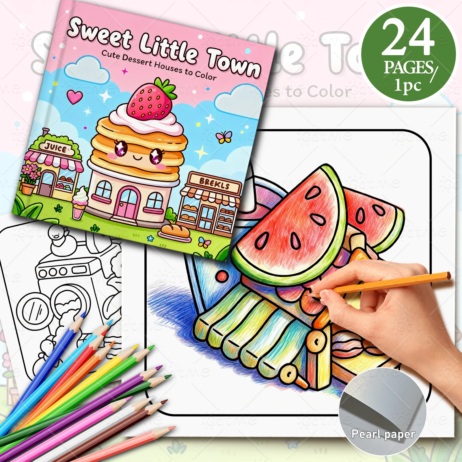 Sweet Little Town Malbuch mit kräftigen, einfachen Mustern für Erwachsene, süßes Zeichenbuch, perfektes Geschenk für Party und Geburtstag ﻿ – Detail 1