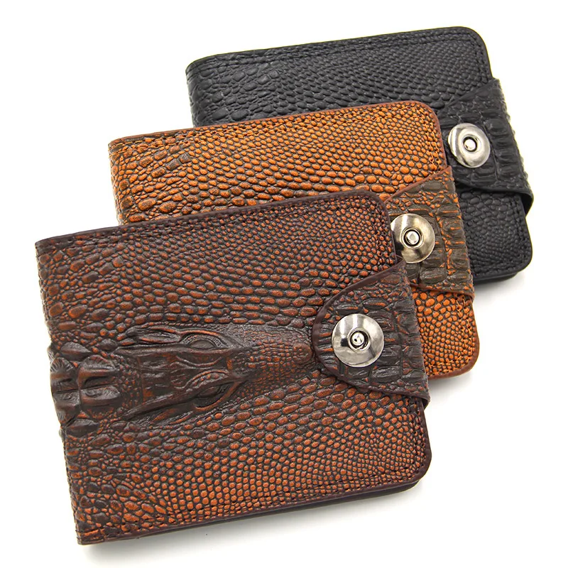 

Designer Men's Wallet Short Large Capacity Multi functional Fashionable Simple Crocodile Pattern Magnetic Buckle Wallet