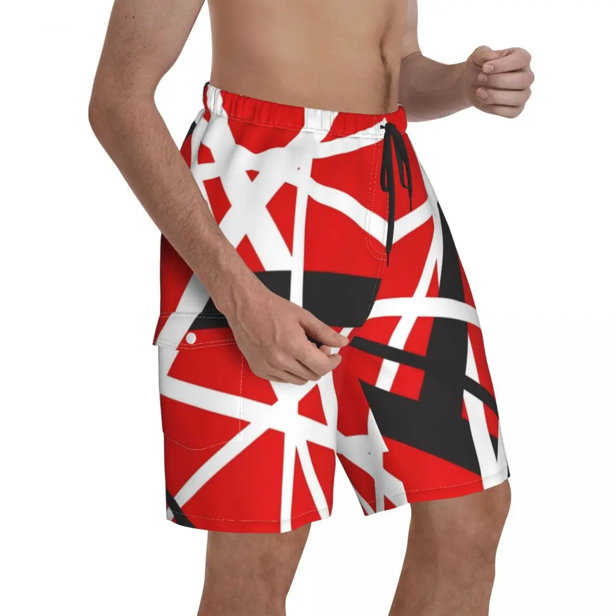 Van Halen Board Shorts EVH 5150 STRIPES Board Short Pants Elastic Waist Classic Design Swimming Trunks Plus Size
