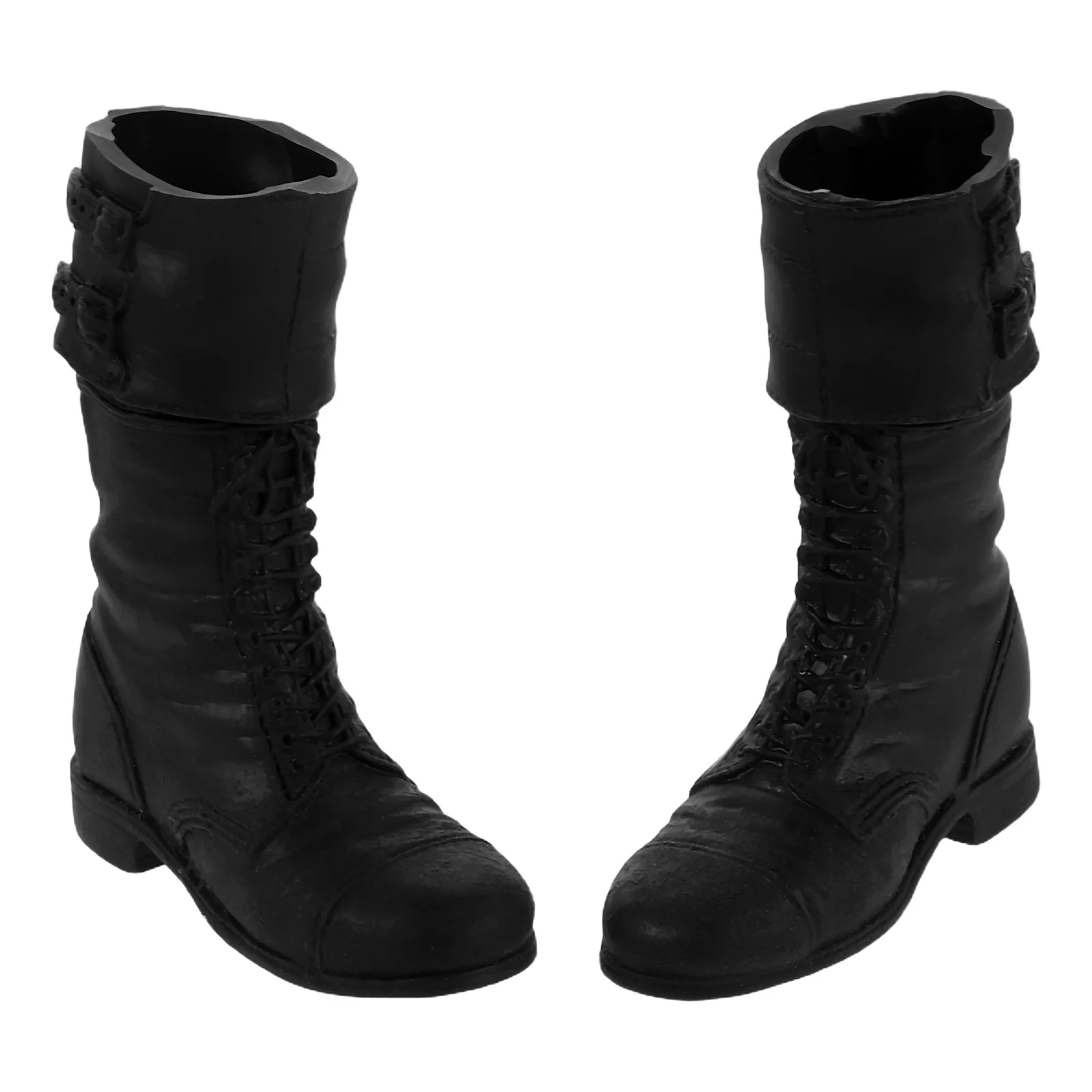 1 Paar Miniatuur Bjd Laarzen Zwart Militair Realisme 1/6 Soldaat Schoenen Voor Actiefiguren Gemakkelijk Swap Lace-Up Zool textuur