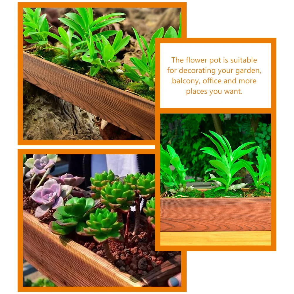 Flower Pot Antiseptic Wood Box Planter Boxes Outdoor Gardening Succulent Retro Rectangular Hard Floor Decorative Holder