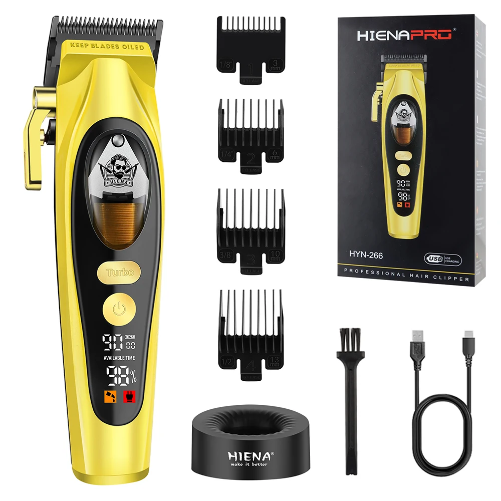 

HIENA новая машинка для стрижки волос, профессиональная машинка для стрижки волос с магнитным левитационным двигателем, машинка для стрижки волос, зарядная база, мужская машинка для стрижки волос