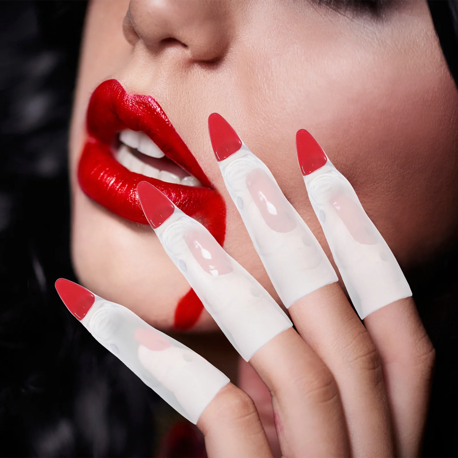 

Halloween Fake Finger Nails Scary Long Nail Covers Prank Props For Party Cosplay Masquerade Zombie Witch Fingers Role Play