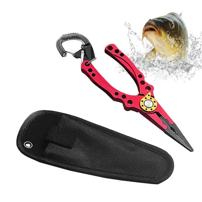 Fishing Pliers Aluminum Alloy Fishing Needle Nose Pliers Rustproof Multi-Tool For Hook Removal & Split Ring Dad Husband