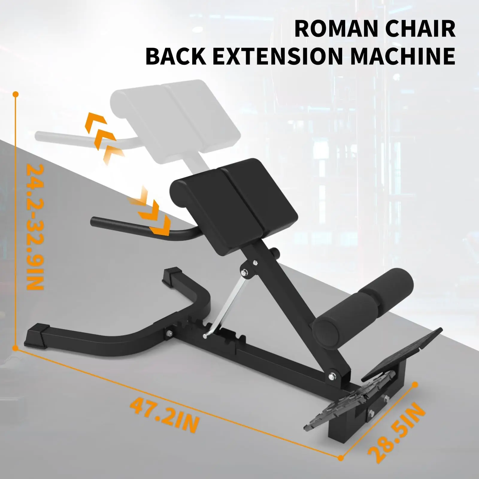 Dual Adjustable Roman Chair Back Extension Machine - 330 Lbs Capacity Back Exercise Bench, Reverse Hyperextension Machine for Core & Back Training for Home Gym