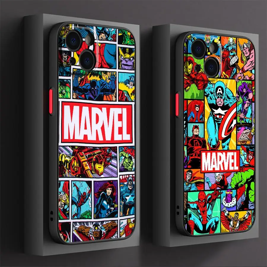 حافظة لهاتف آيفون 16 15 Plus 11 12 13 14 Pro Max 12 Mini 7 8 XR XS 15Pro 16e Funda غطاء هاتف Marvel Cartoon Comics #6