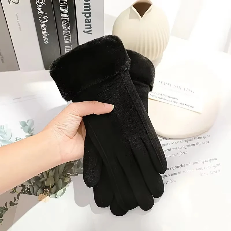 

Warm Women Thick Plush Knitted Gloves Outdoor Gloves Touch Screen Men Women Fashion Winter Keep Warm Riding Skiing