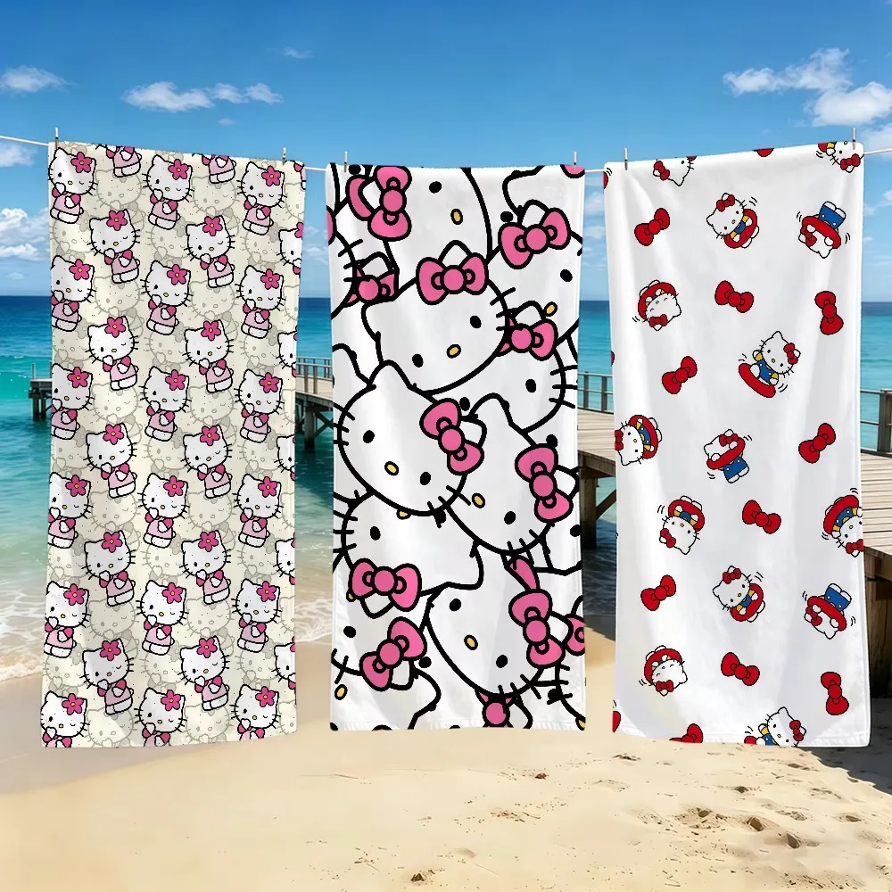 H-Hello Cute K-Kitty Summer Beach Towel, Super Absorbent Quick Drying For Outdoor Camping Swimming Pool Travel Holiday