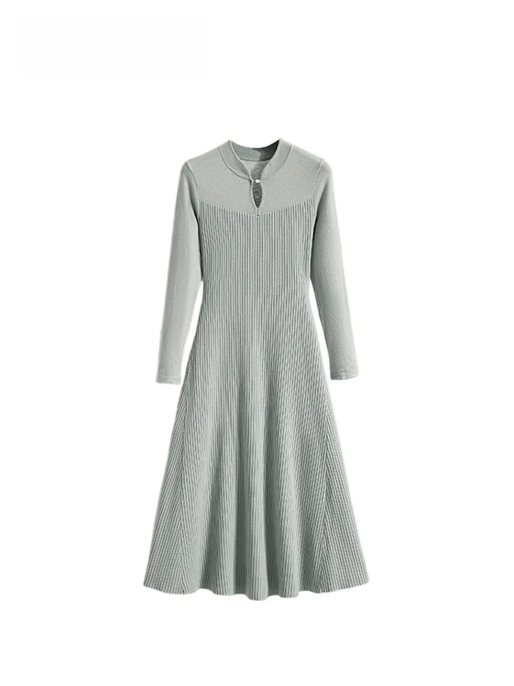 

plus Size Chinese Sle Long Sve Dr Women's Autumn Winter New Sle A-Line Skirt Ci Commute Polyester Fiber Dr