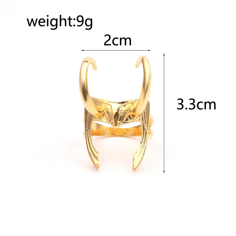 Marvel Anti Hero Loki Ring for Fans, Gold Color Helmet Finger Rings, Avengers Creative Jewelry, Simple Fashion Accessories