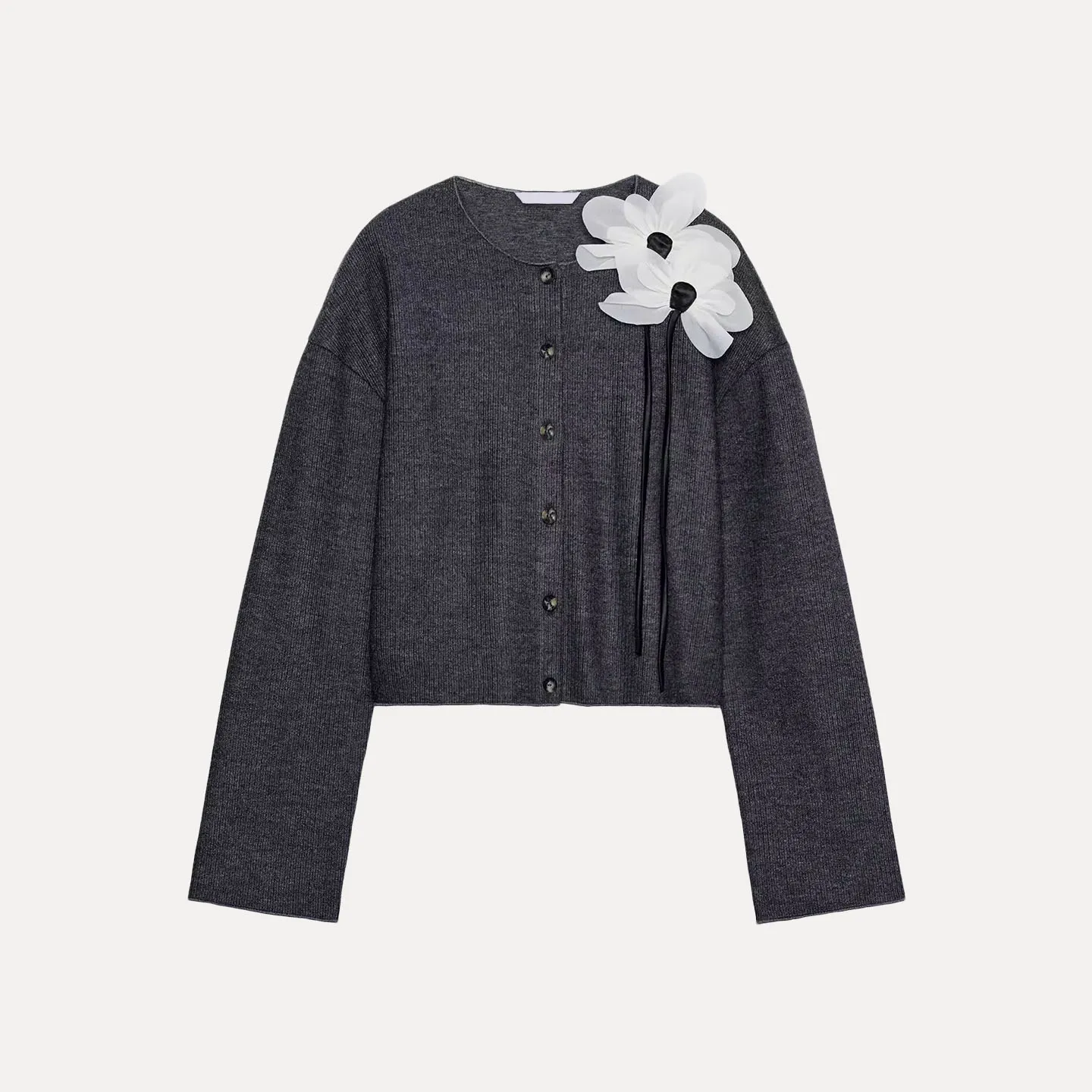 Z 2025 Nieuwe Faion Dames Losse Bloemen Teaded Jas Ele Veelzijdige Sve Lange Ronde Ne Ort Gebreid Vest