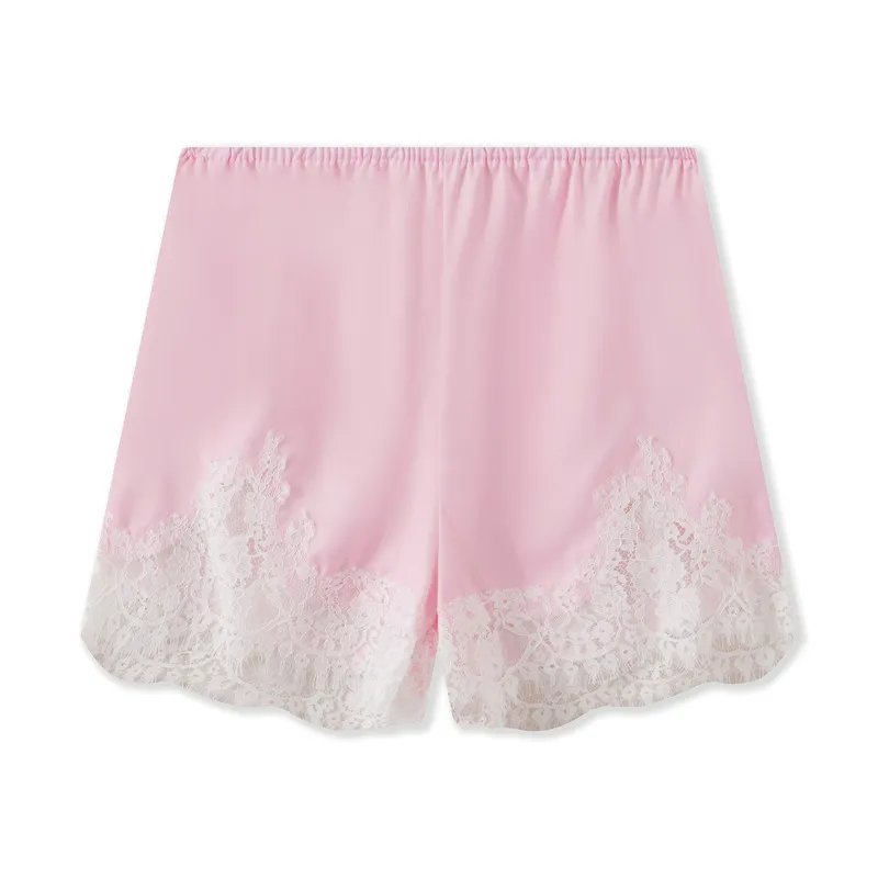 Y2k Women Silk Satin Shorts Lace Trim Patchwork Micro Mini Slip Shorts Low Rise Lingerie Pajamas Coquette Boxers Streetwear