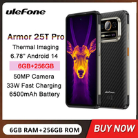 Ulefone Armor 25T Pro 5G Rugged Smartphones 6GB+256GB 6.78Inch Thermal Image Android 14 Mobile Phone 6500mAh 33W Fast Charge NFC