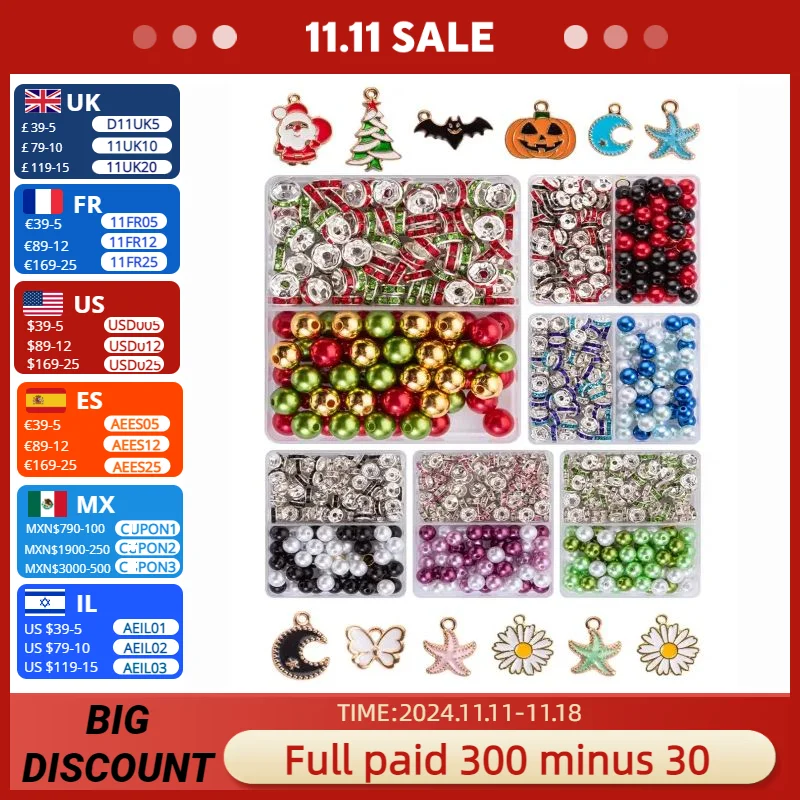 180Pcs/Box Styles CCB Spacer Beads，Rhinestone Spacer Loose Beads for Bracelet Making Kit for Jewelry Making Diy Accessories