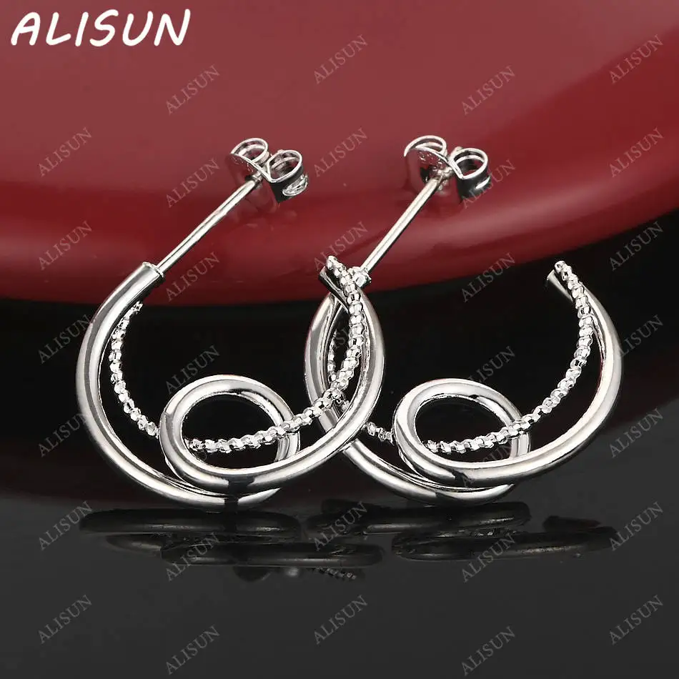 

ALISUN 925 Sterling Silver Geometric Earrings Stud Earrings For Women Anniversary Gift Popular Wild Fashion Romantic Jewelry