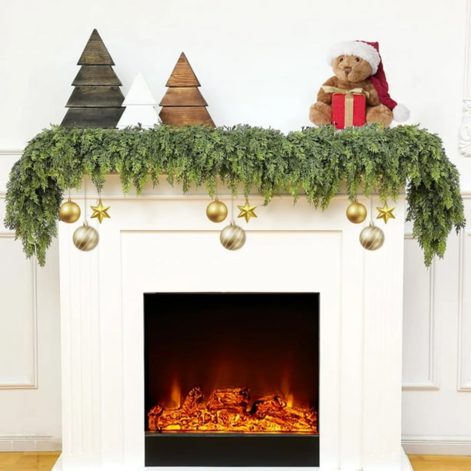 2/1.8 متر الاصطناعي نورفولك عيد الميلاد فاينز إكليل الزينة السرو ورقة الروطان عيد الميلاد الموقد معلقة ديكور المنزل الروطان