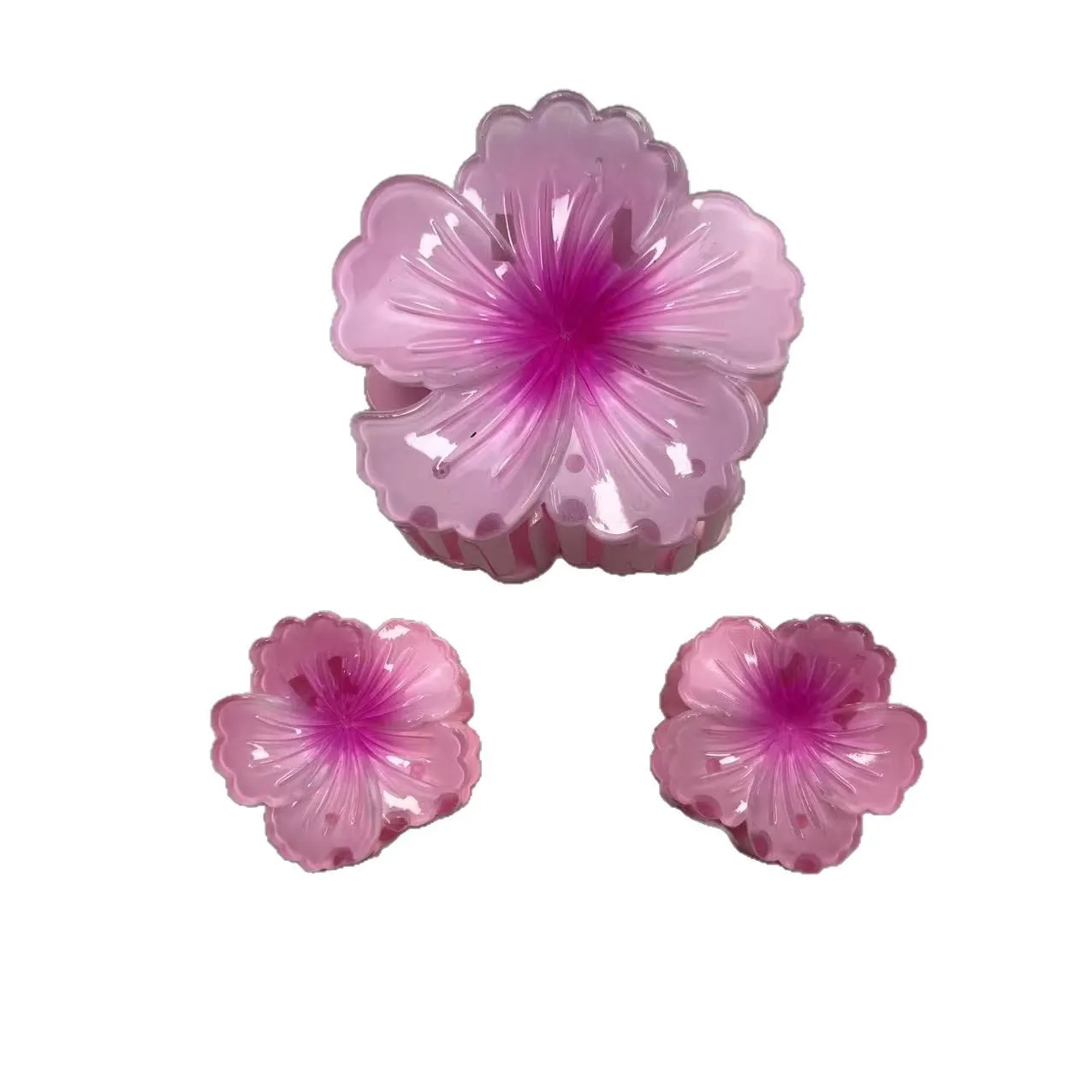 3 Buah Klip Cakar Rambut Bunga Gradien Warna-warni Korea Aksesori Rambut Jepit Rambut Klip Ekor Kuda Liburan Pantai Musim Panas Manis Wanita