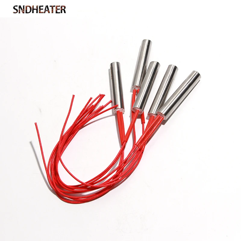 SNDHEATER 5 قطعة سخان خرطوشة 12x40-80 مللي متر 201SS مخصص نهاية واحدة سخان الأسلاك الخارجية الكهربائية 110 فولت/220 فولت/380 فولت 120-250 واط