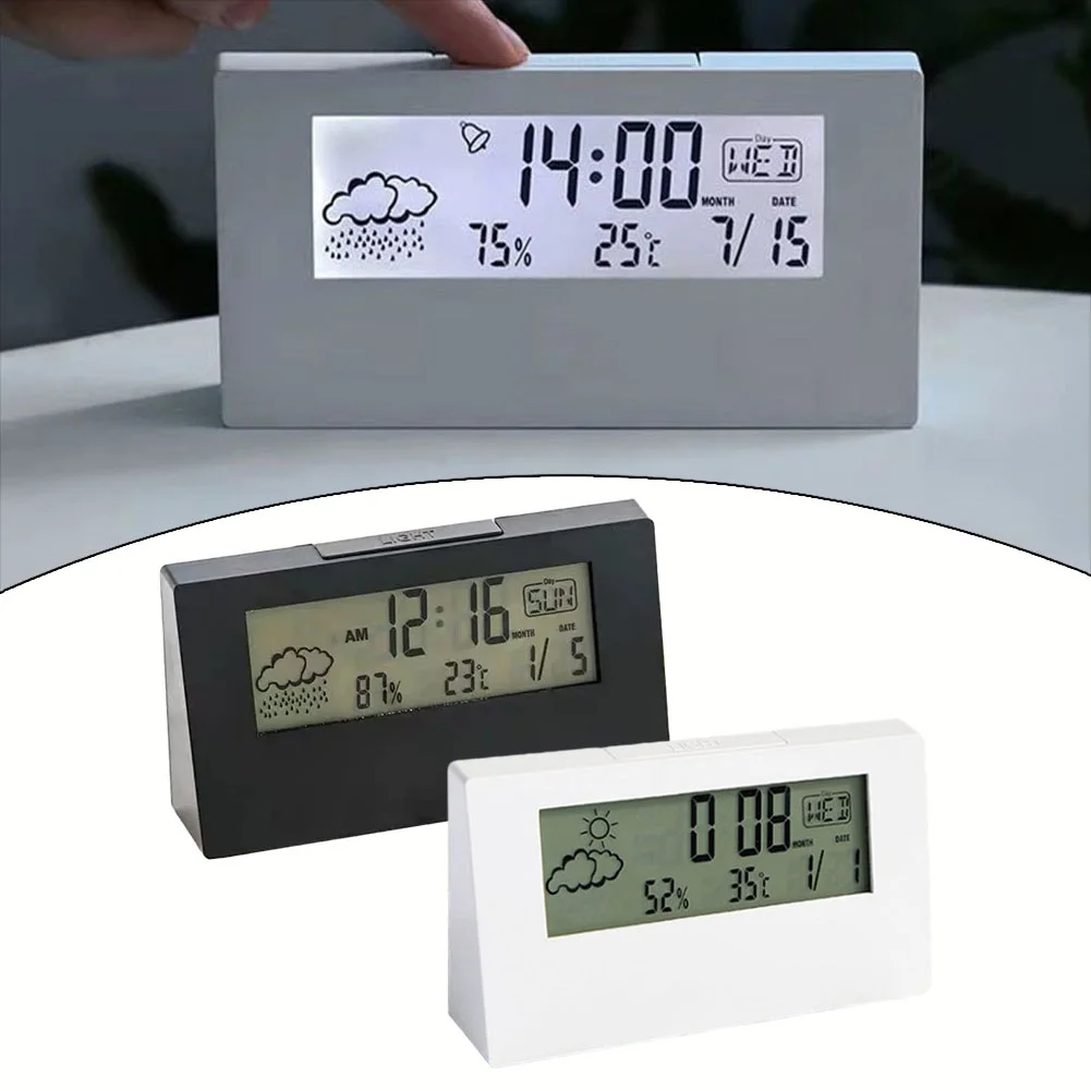 1pcs LED Thermometer Digital Electronic Alarm Clock With Backlight Thermo-Hygrometer Temperature Humidity Meter Weather Station