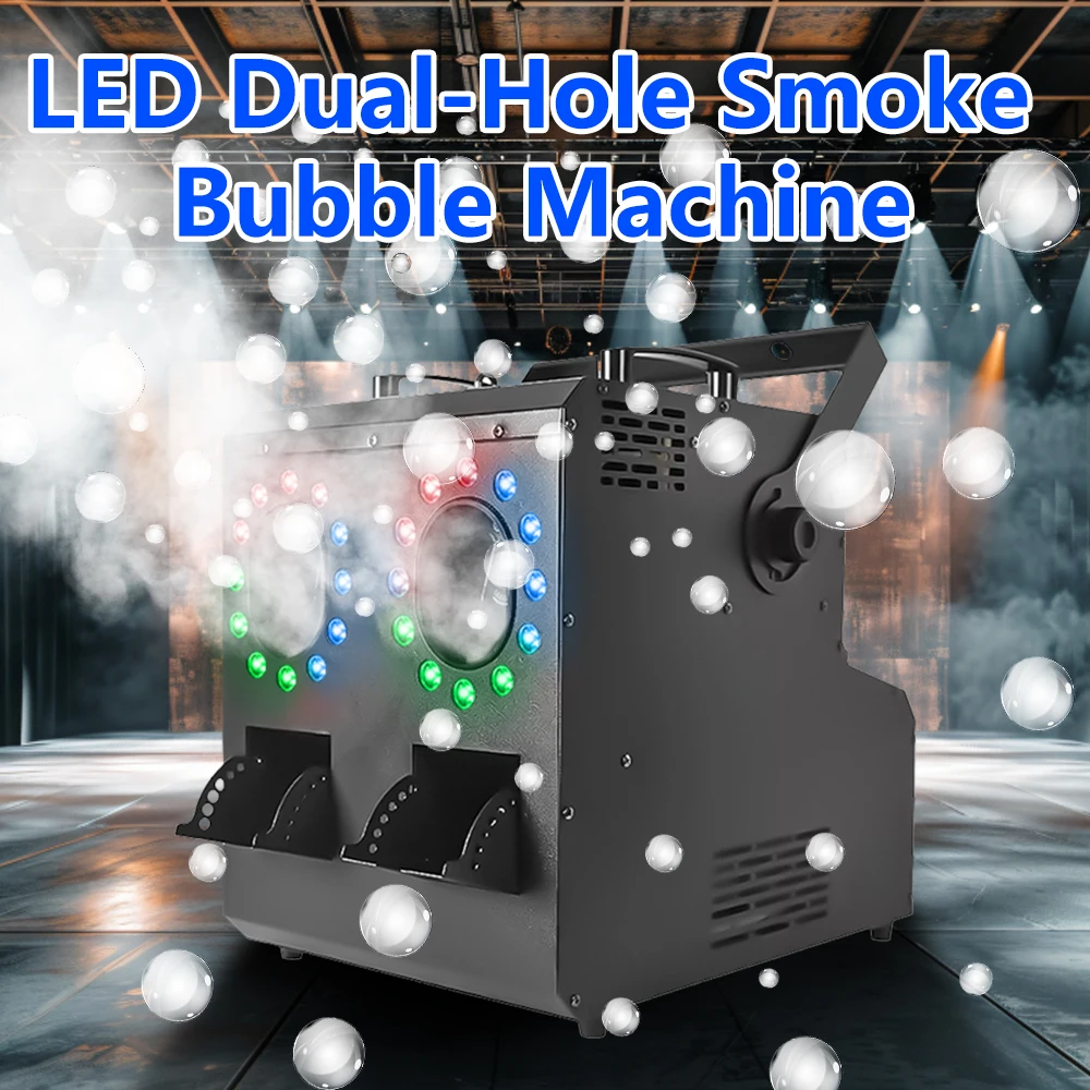 1500W 3000W Full Color LED Smoke Bubble Machine Dual/Four Hole With RGB Lighting DMX Remote Control Waterproof for Stage Wedding