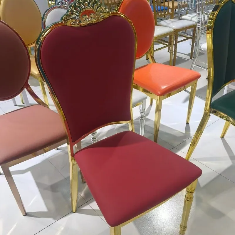 Hotel wedding soft bag chair hotel banquet wrought iron dining chair crown soft bag back chair household light luxury dining cha