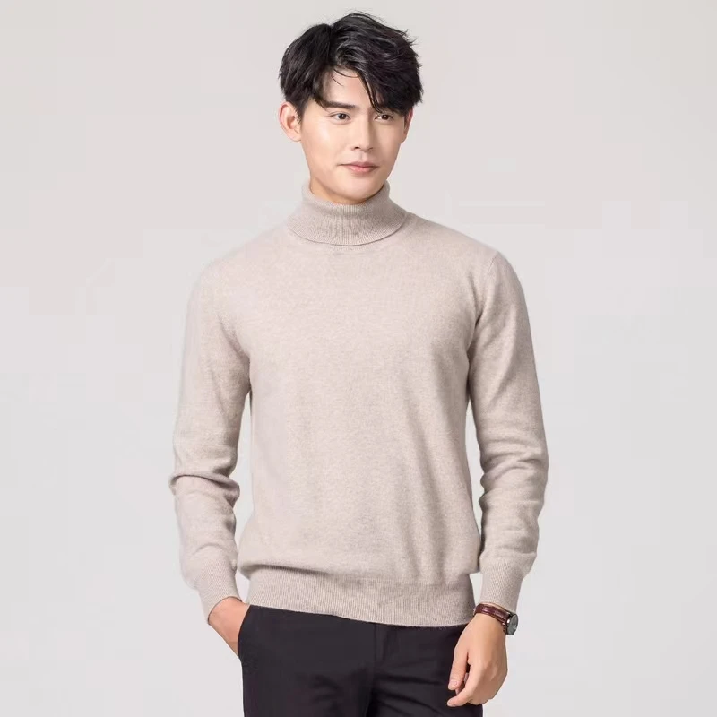 

Cashmere Cotton Blend Men's Turtleneck Sweater Men Pullover 2024 Autumn Winter High Collar Warm Knitted Jumper Pull Homme