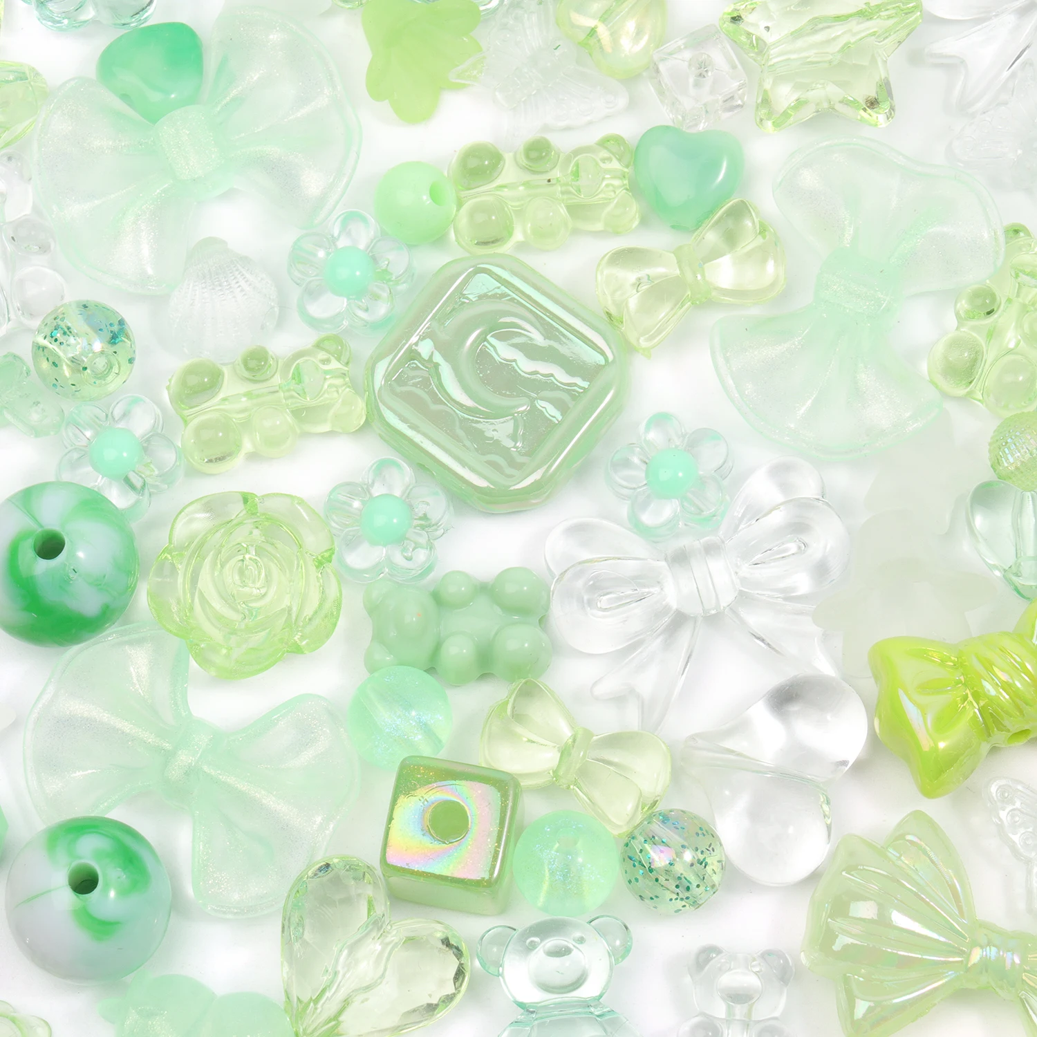 Niedliche Sortierte Acrylperlen Zufälliger Stil Blumen Schmetterling Herz Perlen für DIY Handyketten Armbänder Schmuckherstellung 50g – Detail 8