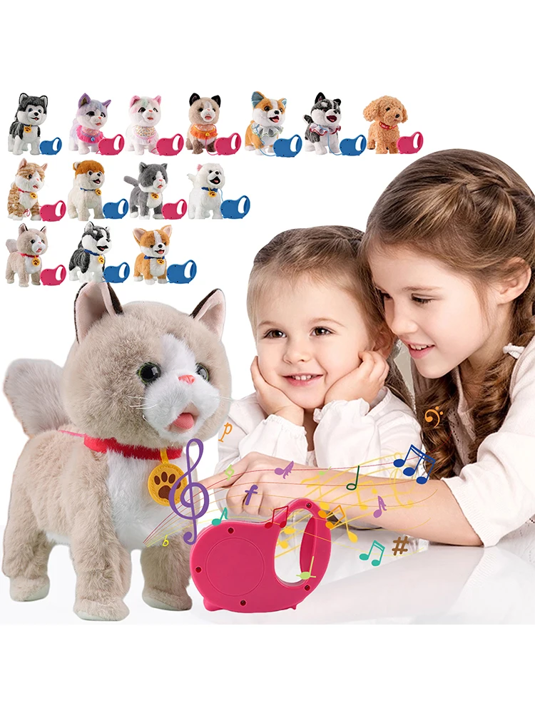 Elektroniczna interaktywna pluszowa zabawka z pilotem, interaktywny piesek z szelkami, pluszowa maskotka dla dzieci.