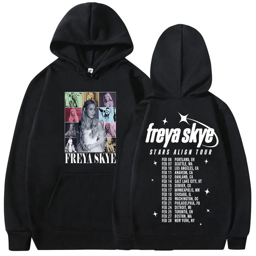 

Freya Skye Stars Align Tour 2025 Merch Толстовки Мужские Женские Хип-Хоп Поп Фанаты Толстовка С Длинным Рукавом Винтаж Негабаритная Флисовая Толстовка