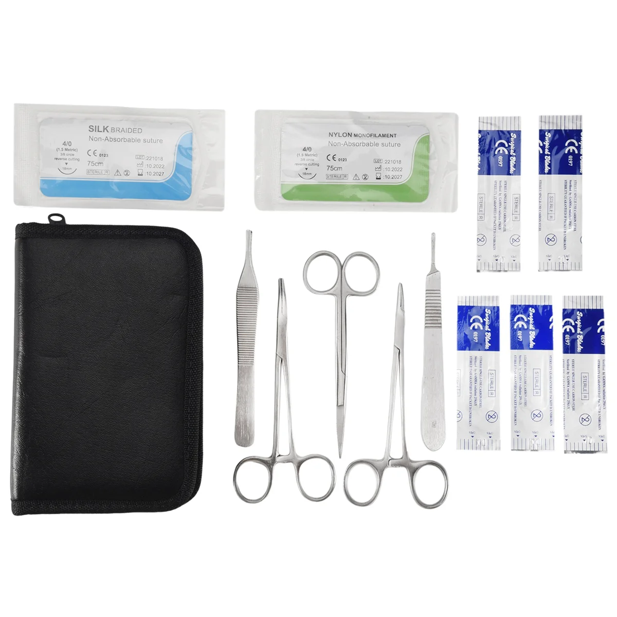 Suture Kit,Stainless Steel Training Instruments with Scalpel Blades for Veterinarian,Biology and Dissection Lab Students