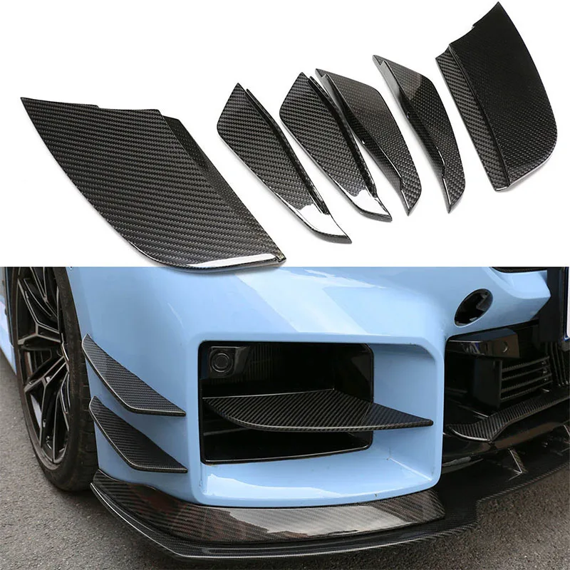 

AC Style Real Dry Carbon Fiber Side Bumper Trims Air Vent Canards 6PCS for BMW G87 M2 Body Kits Front Bumper Decorates