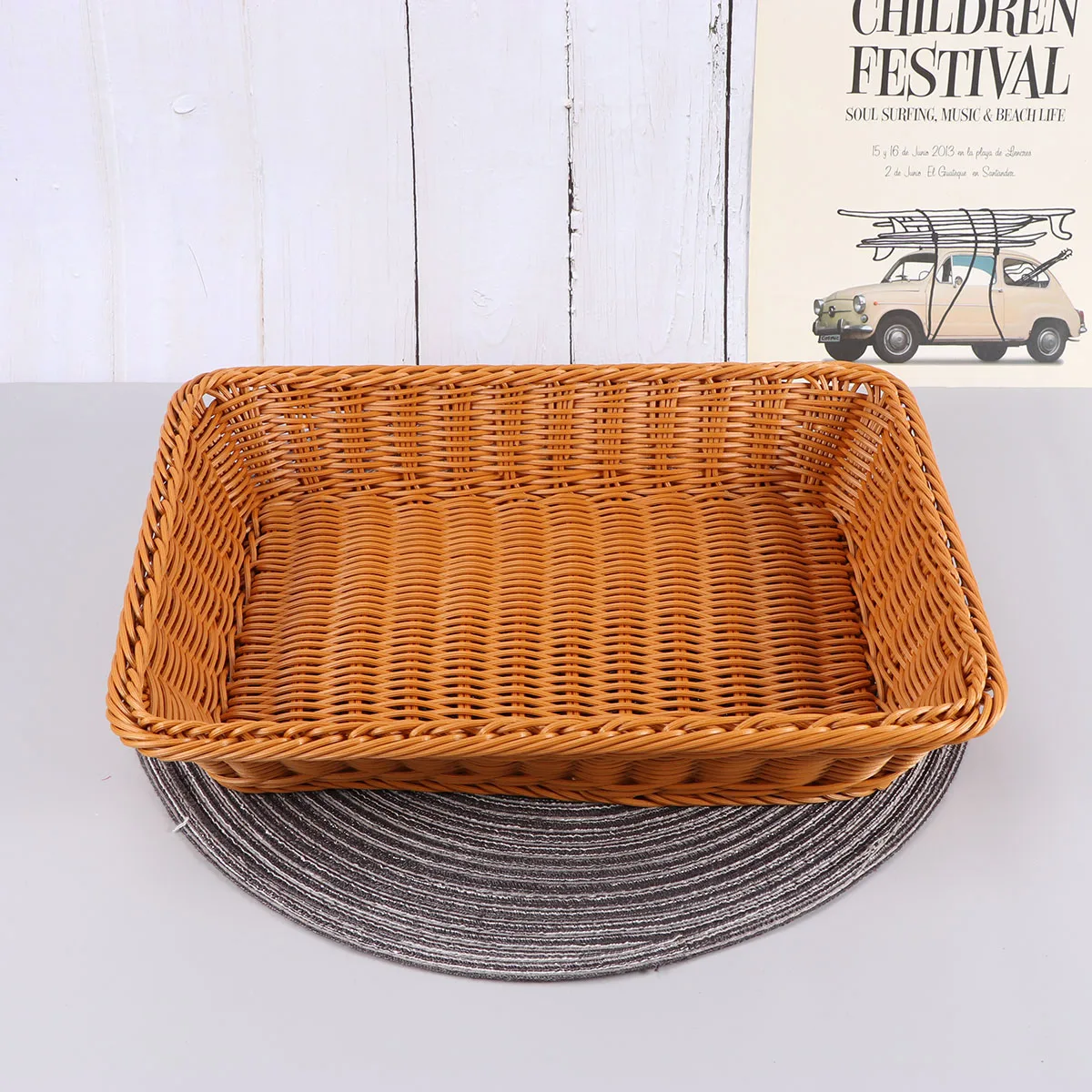 

Wicker Snack Basket Simulation Rattan Woven Storage Bread Hamper Desk Organizer Kitchen Bar Accessories Plastic